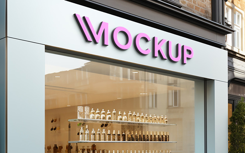 Realistic 3d logo mockup store sign Product Mockup