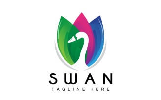 Swan Logo Bird Animal Design V4