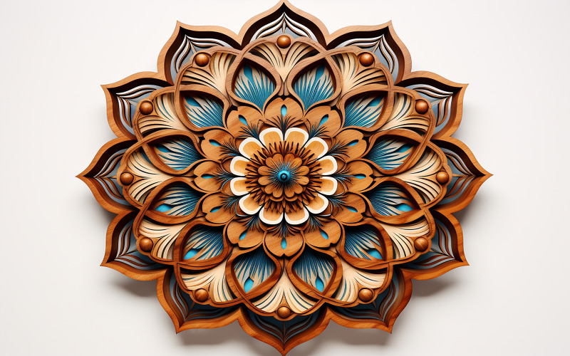 Wooden design_3d wooden art design_Mandala design Background