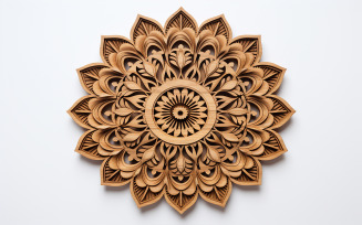 Wooden mandala art_wooden circle ornament_wooden design background