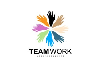 Hand Logo Teamwork Vector Company DesignV1