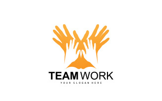 Hand Logo Teamwork Vector Company DesignV5