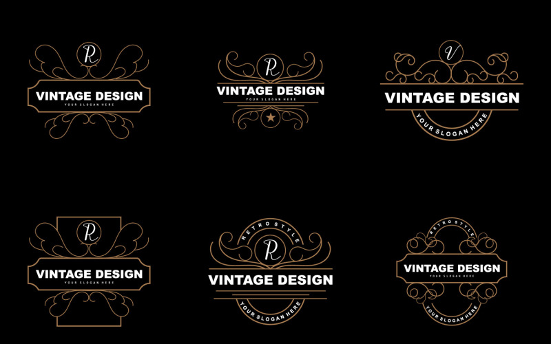 Retro Vintage Design Ornament Logo VectorV2 Logo Template