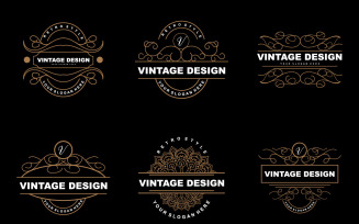 Retro Vintage Design Ornament Logo VectorV4