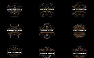 Retro Vintage Design Ornament Logo VectorV6