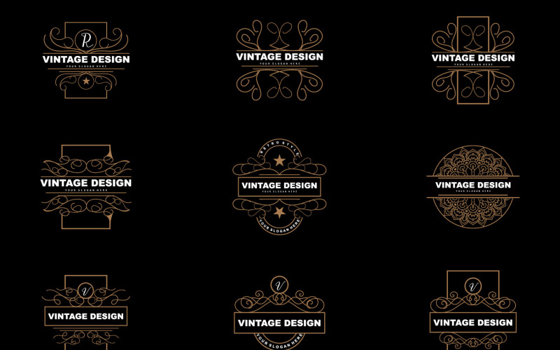 Retro Vintage Design Ornament Logo VectorV6 Logo Template