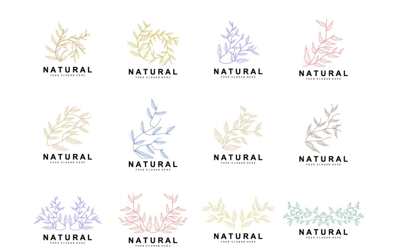 Simple Botanical Leaf and Flower Logo VectorV3 Logo Template