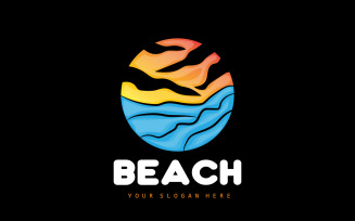 Sunset Logo Beach River Vector DesignV6