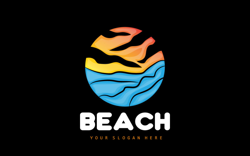 Sunset Logo Beach River Vector DesignV6 Logo Template
