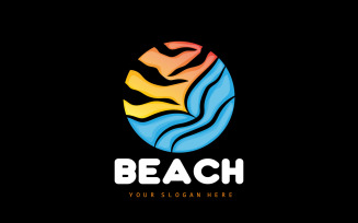 Sunset Logo Beach River Vector DesignV7
