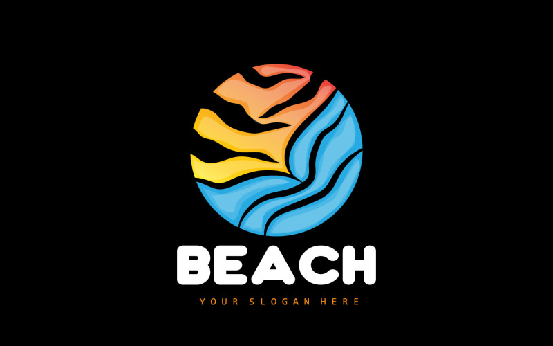 Sunset Logo Beach River Vector DesignV7 Logo Template