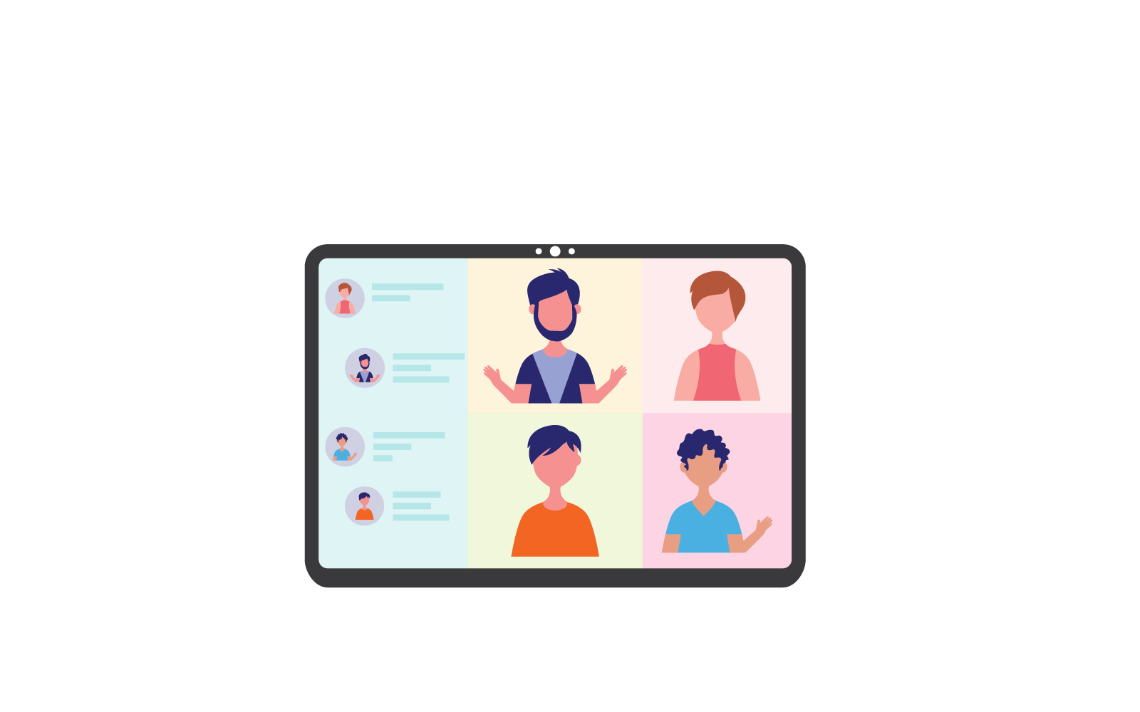 Video conference with character people group illustration