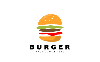 Burger Logo Fast Food Design VectorV7