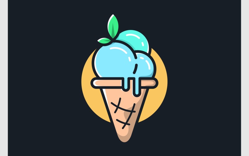 Ice Cream Cartoon Illustration Logo Template
