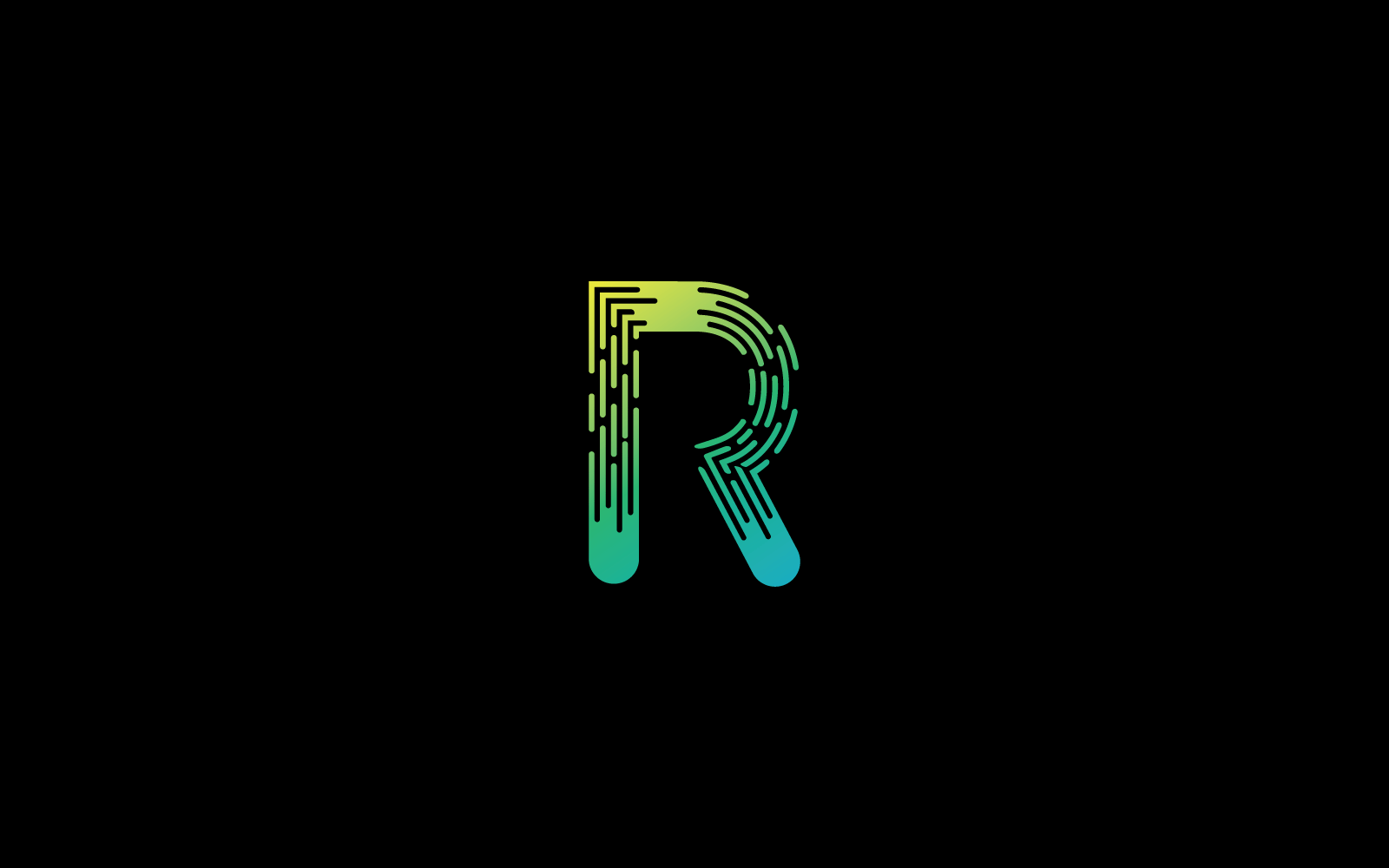 Modern R Initial letter alphabet font logo template