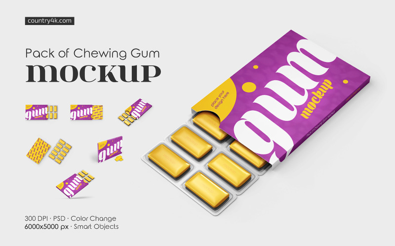 Pack of Chewing Gum Mockup Set Product Mockup