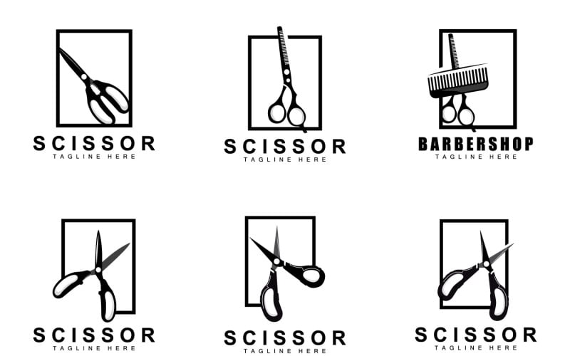 Scissors logo design vintage old simpleV23 Logo Template