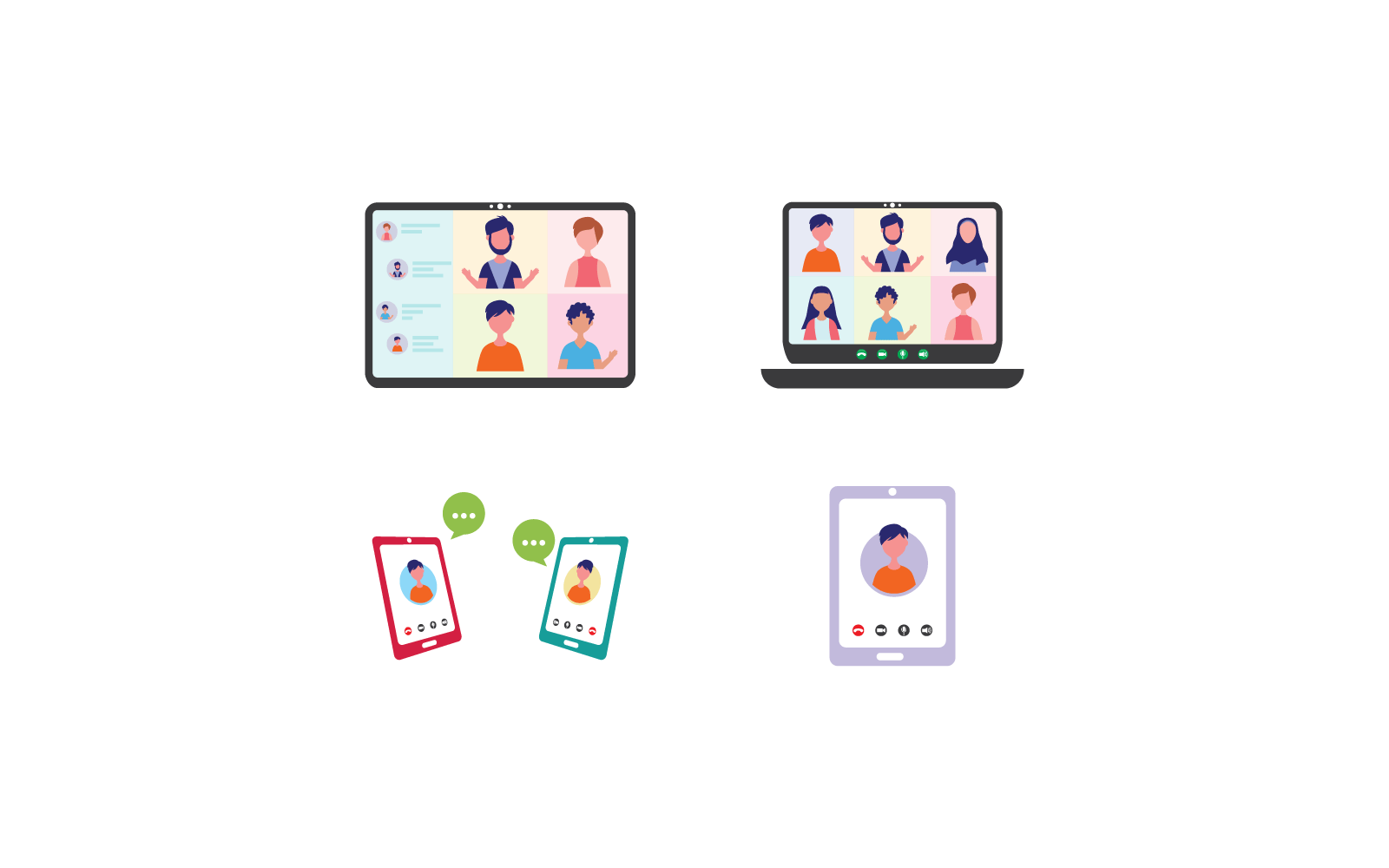 Videokonferenz mit Designvorlage für Charakter-Menschengruppen