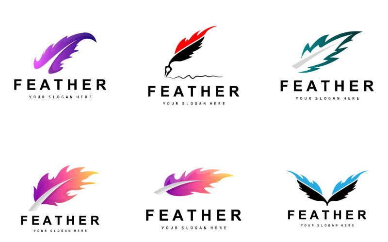 Feather Logo Design Minimalist Vector TemplateV1 Logo Template