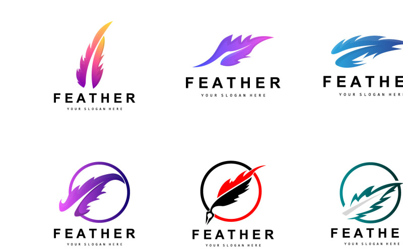 Feather Logo Design Minimalist Vector TemplateV2 Logo Template