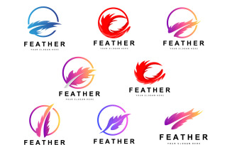 Feather Logo Design Minimalist Vector TemplateV5