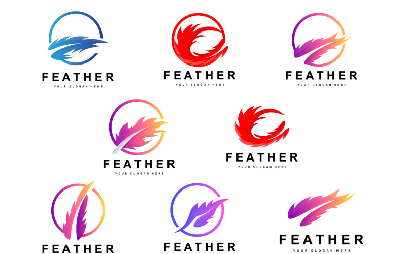 Feather Logo Design Minimalist Vector TemplateV5 Logo Template