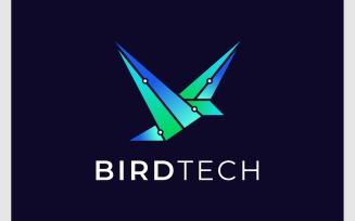 Fly Bird Technology Futuristic Logo