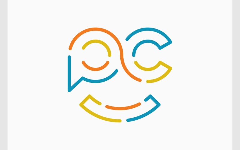 Letter P C Smile Face Infinity Logo Logo Template