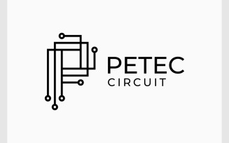 Letter P Circuit Board Tech Logo