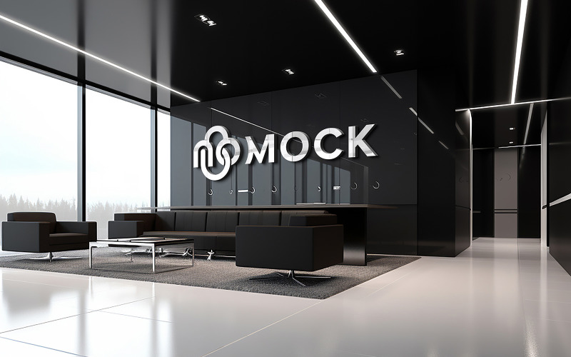 Realistic 3d logo mockup on black marble wall Product Mockup