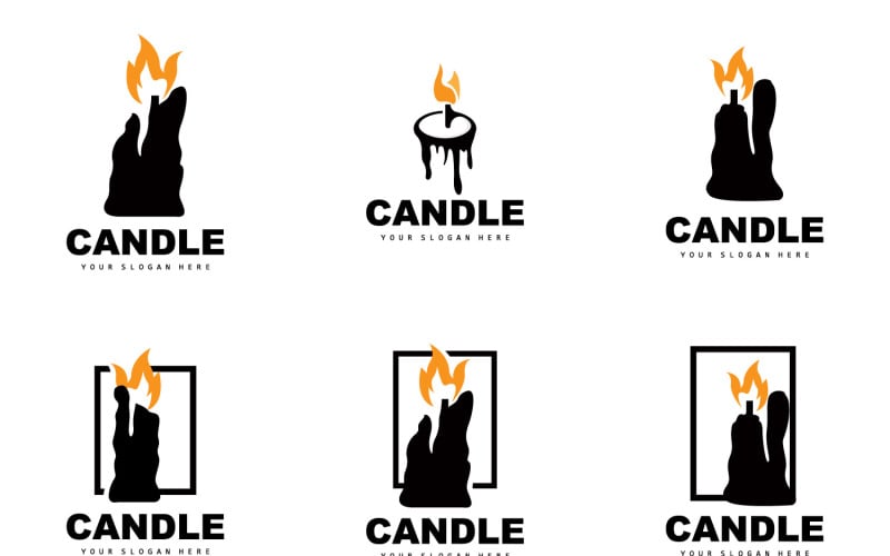 Candle Logo Dinner Flame Light DesignV2 Logo Template