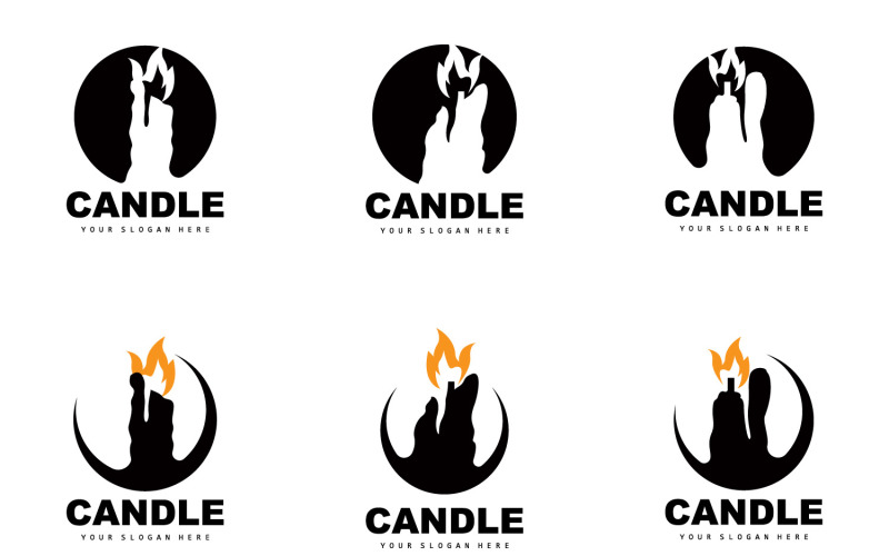 Candle Logo Dinner Flame Light DesignV3 Logo Template