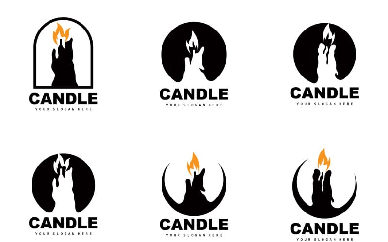 Candle Logo Dinner Flame Light DesignV4 Logo Template