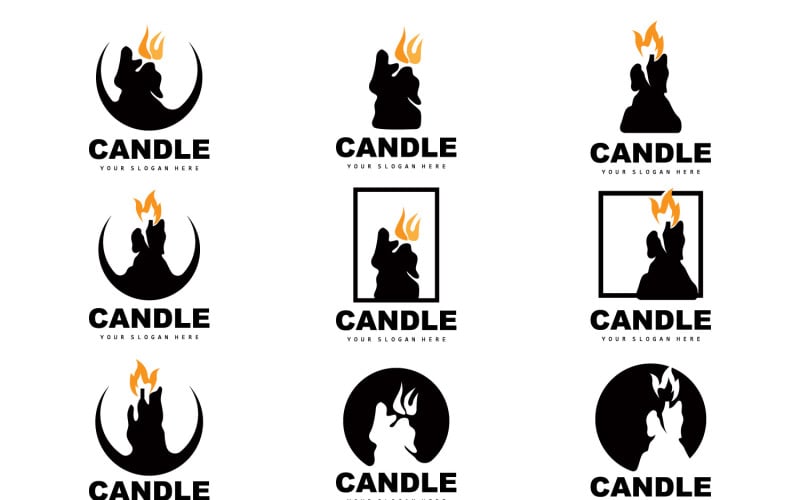 Candle Logo Dinner Flame Light DesignV5 Logo Template
