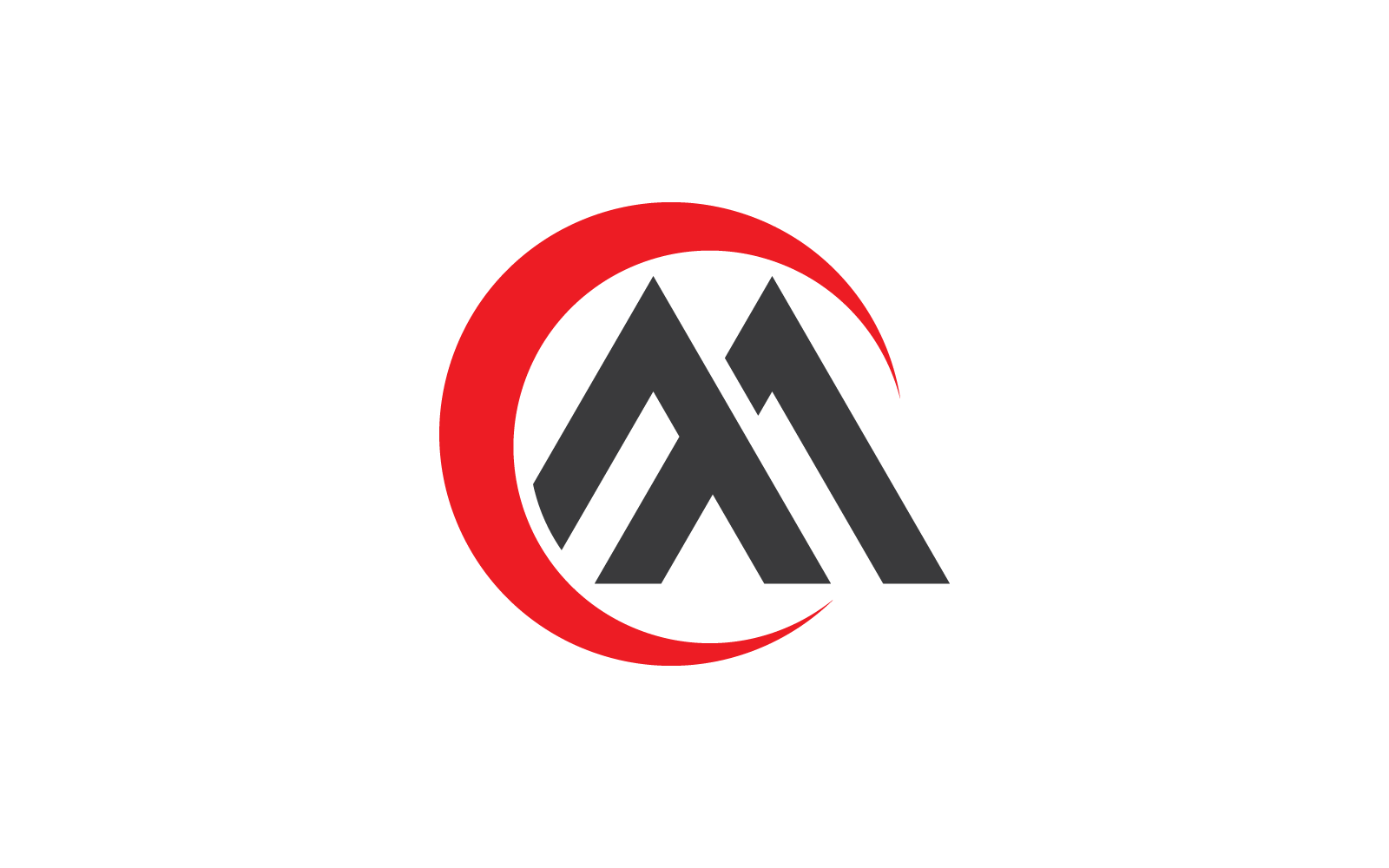 En initial, M bokstav logotyp vektor platt design