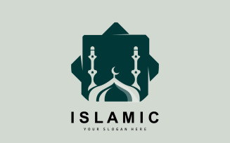 Mosque logo ramadan design template vectorV13