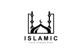 Mosque logo ramadan design template vectorV6