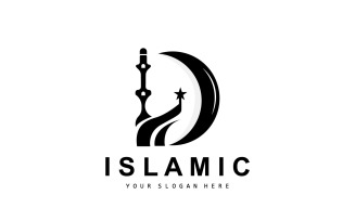 Mosque logo ramadan design template vectorV8