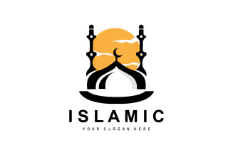 Mosque logo ramadan design template vectorV9