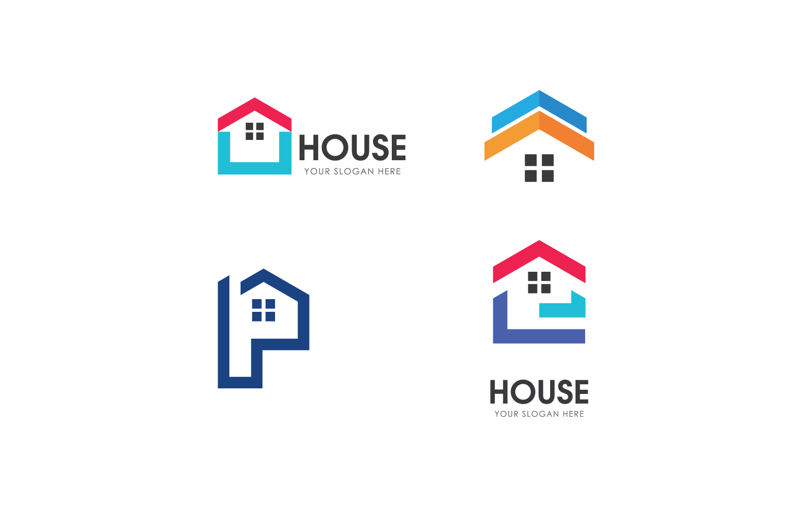 Otthoni ingatlan illusztráció és építési logó sablon