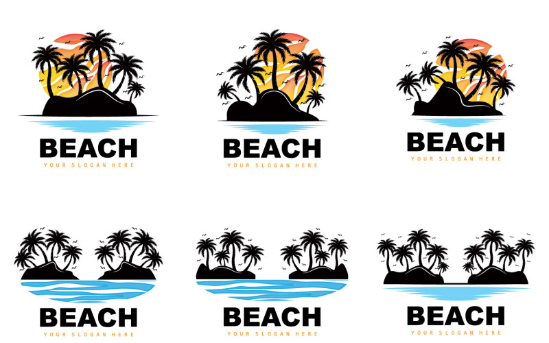 Palm Tree Logo Beach Vector Summer DesignV3 Logo Template