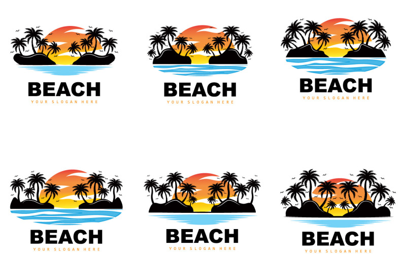 Palm Tree Logo Beach Vector Summer DesignV5 Logo Template