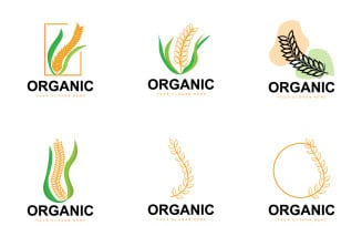 Wheat Rice Logo Agricultural Organic Plant VectorV7