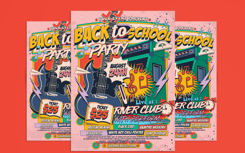 Back to School Party Flyer Poster Corporate Identity