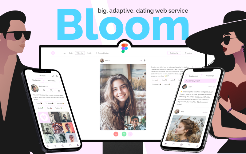 Bloom – Dating Web Service UI Template UI Element