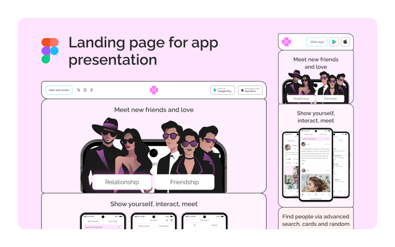 Bloom – Mobile App Representation Landing Page UI Template UI Element