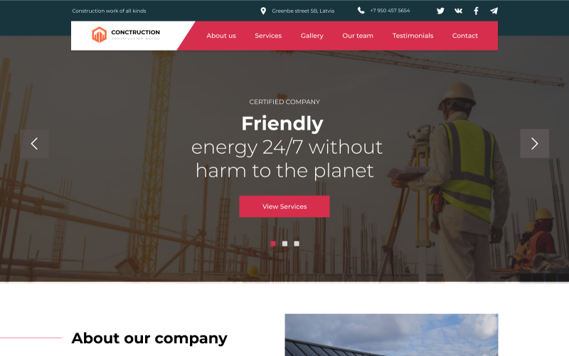 Construct - Construction Landing page template Free Landing Page Template