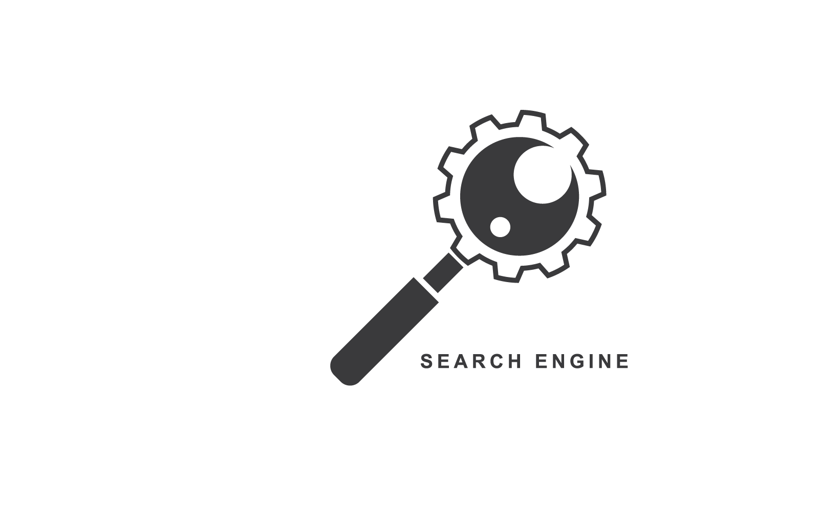 Diseño plano del vector del logotipo del motor de búsqueda