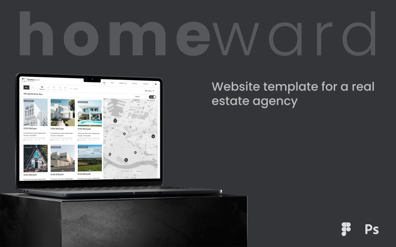 Homeward — Minimalist Real Estate Agency Website Template UI Element