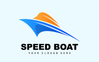 Speedboat logo vector sea ship design V1